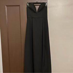 Black V Neck Strapless Maxi Dress